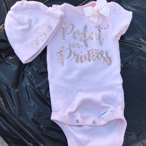 Perfect little princess onesie with matching cap